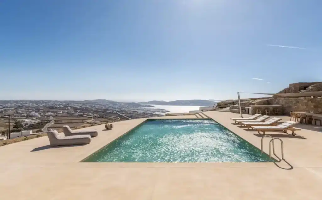 A private villa with a pool in Greece.